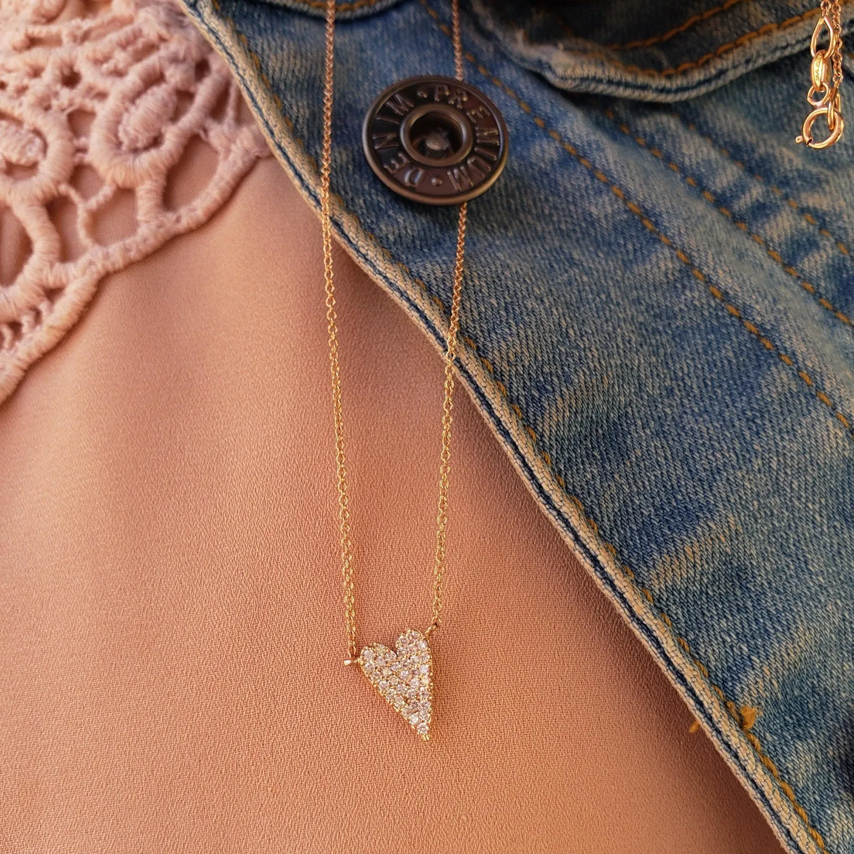Long Heart Diamond Necklace