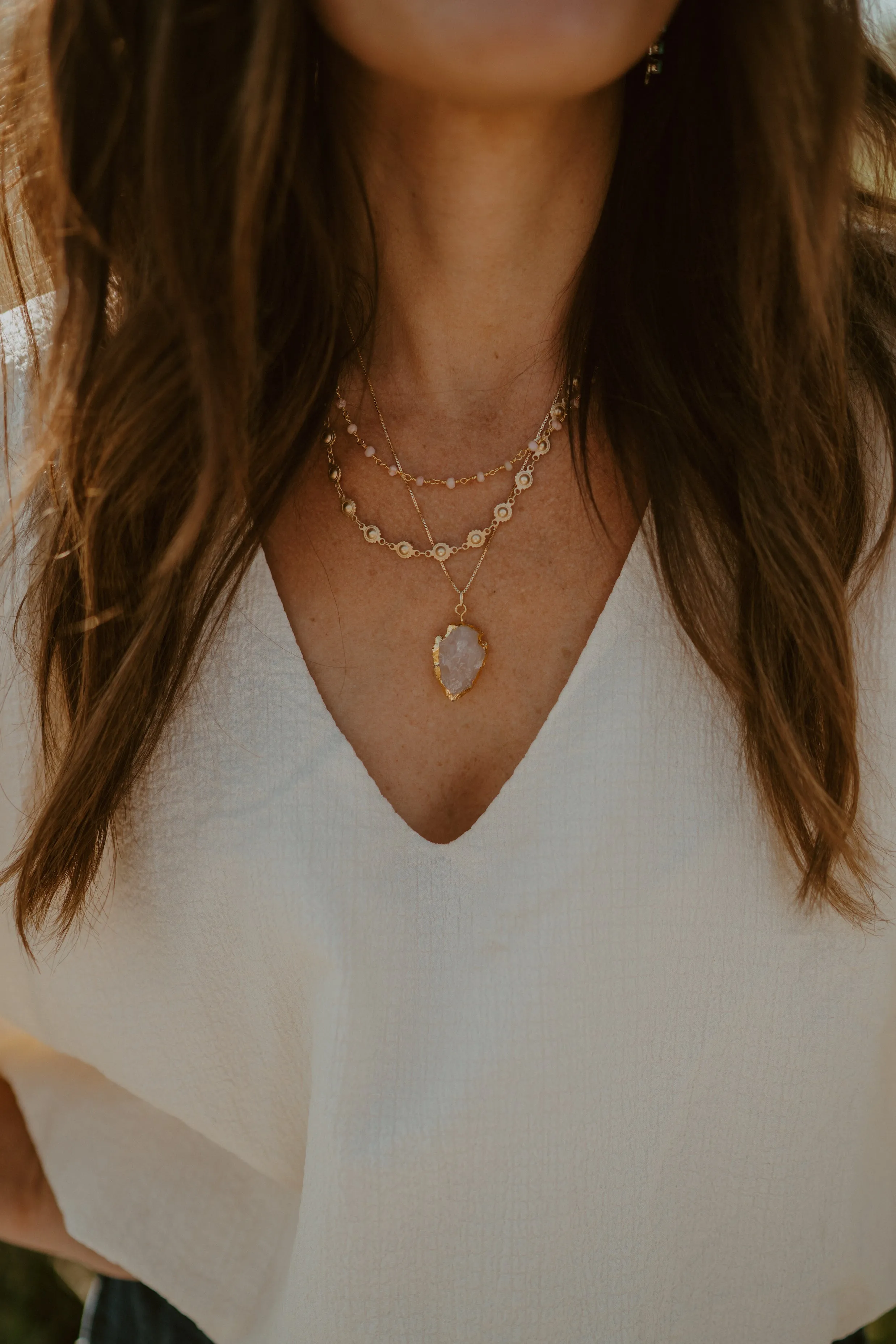 Mae Necklace | Pink   Gold