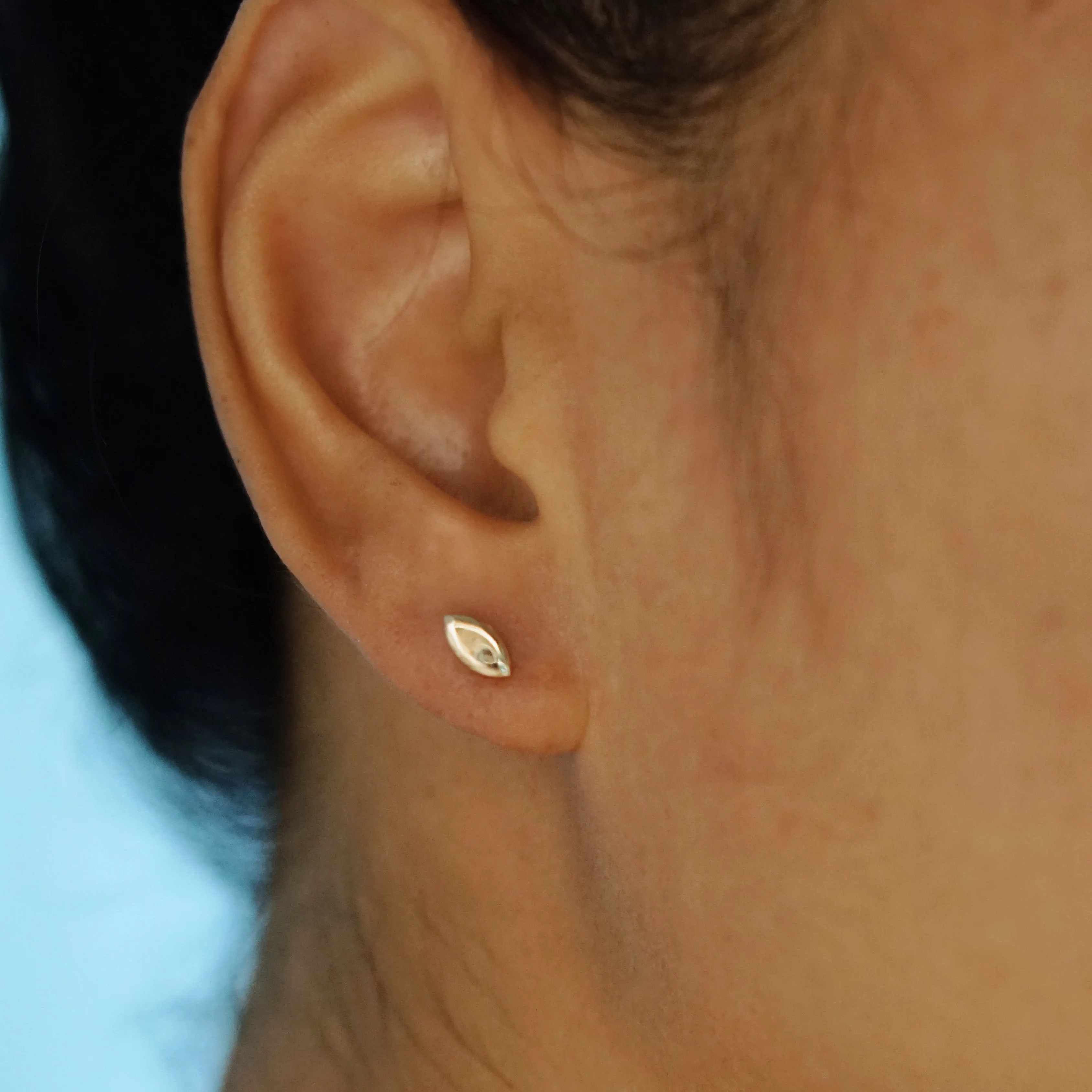 Marquise Gem Stud Earring - Solid 14kt