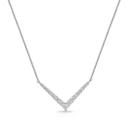 Memoire Identity Small V 18k White Gold Diamond Necklace