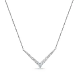 Memoire Identity Small V 18k White Gold Diamond Necklace