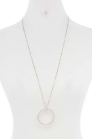 Metal Round Ring Pendant Necklace