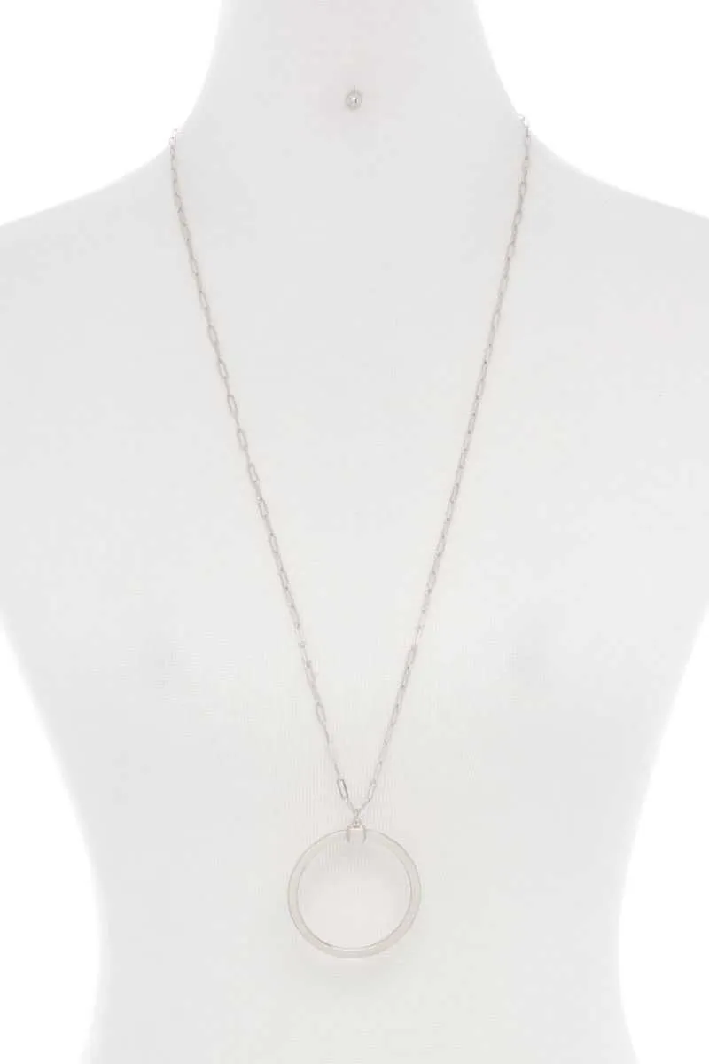Metal Round Ring Pendant Necklace