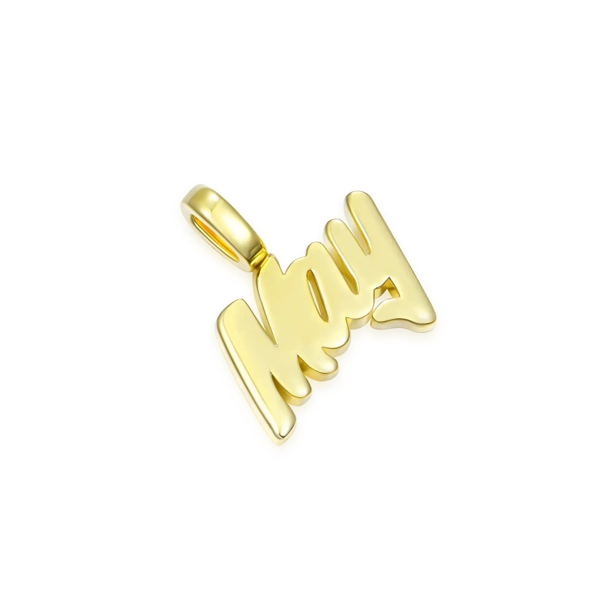 Micro Custom 10K Solid Gold Font Pendant Necklace