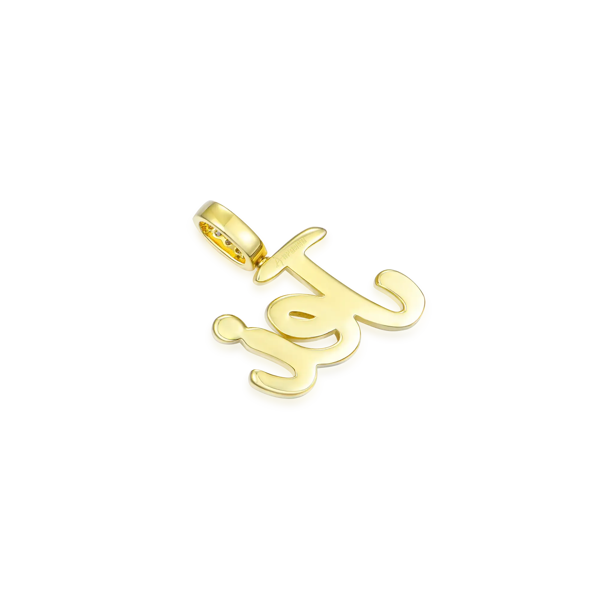 Micro Custom 10K Solid Gold Font Pendant Necklace