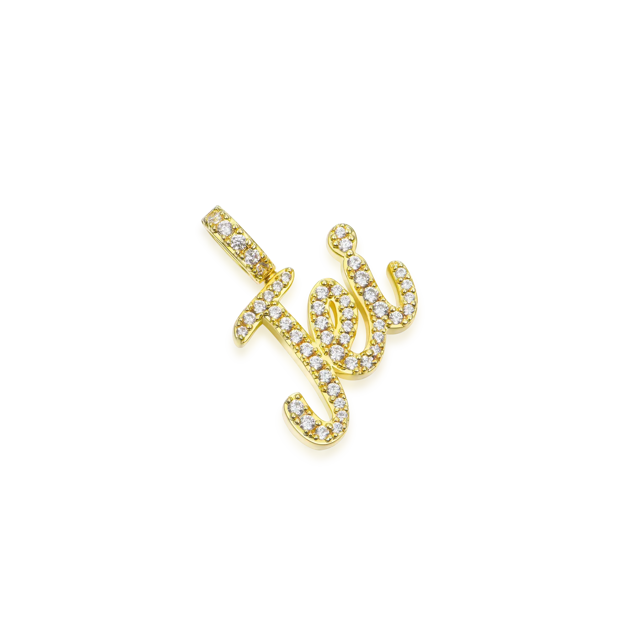 Micro Custom 10K Solid Gold Font Pendant Necklace