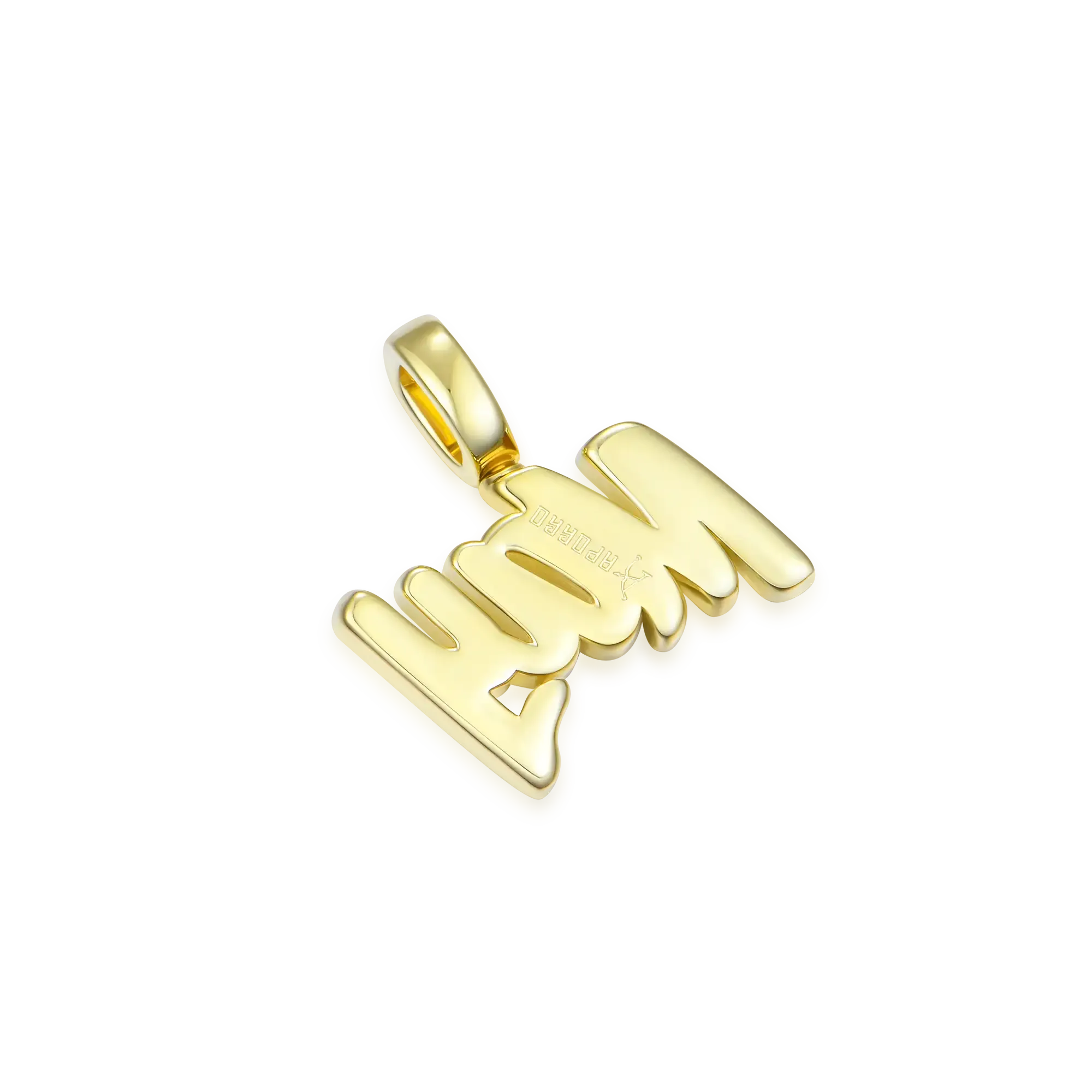 Micro Custom 10K Solid Gold Font Pendant Necklace