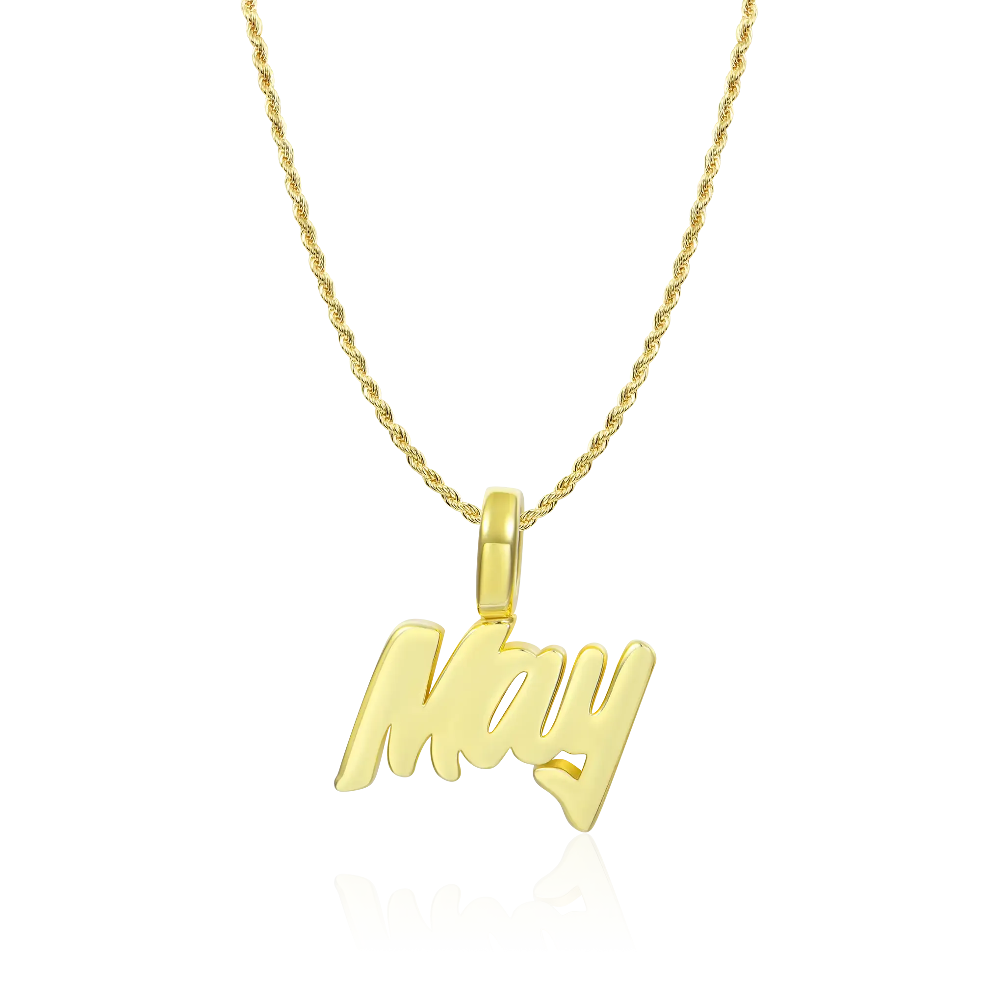 Micro Custom 10K Solid Gold Font Pendant Necklace