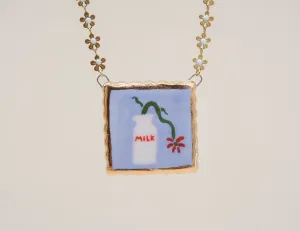 Milk Bottle Vase Painting Necklace