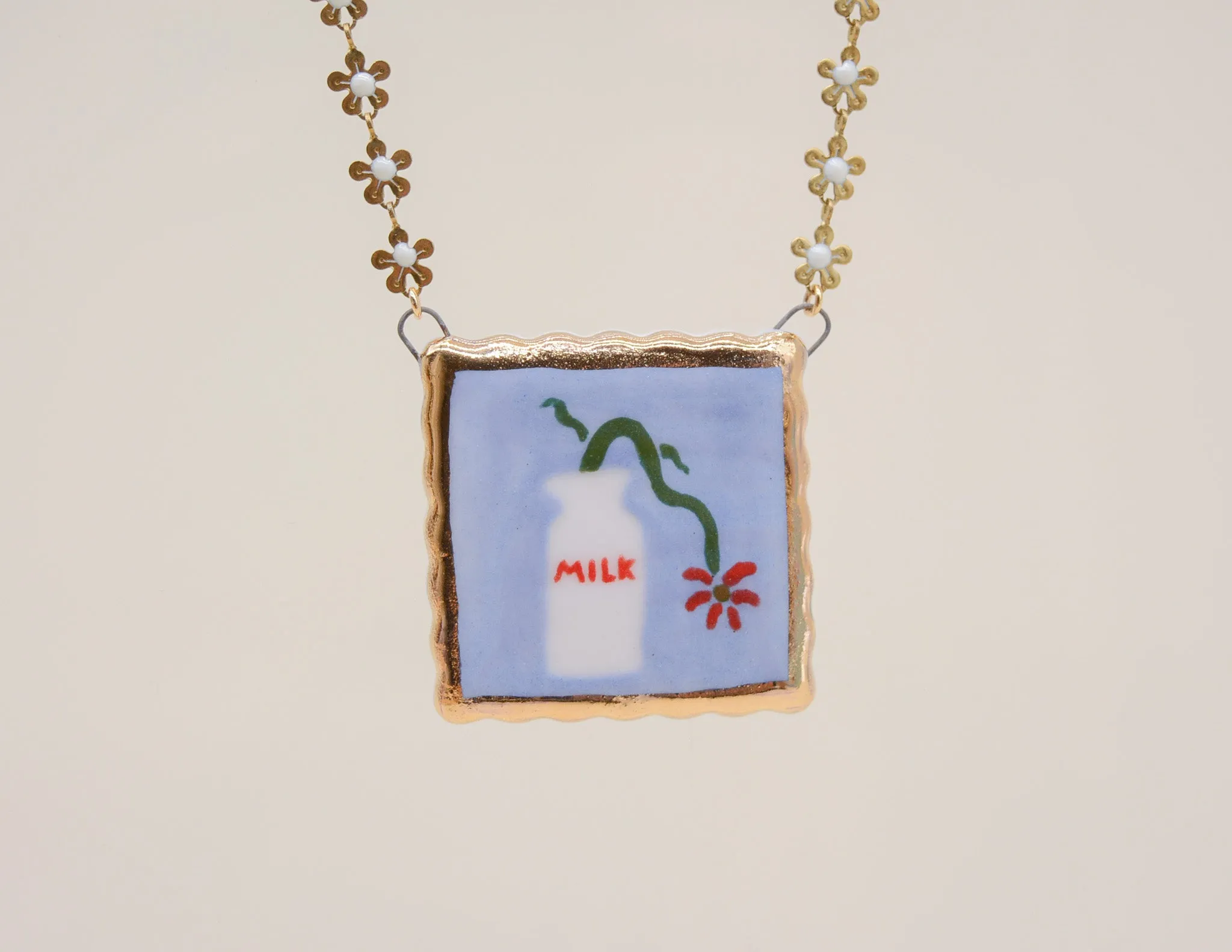 Milk Bottle Vase Painting Necklace