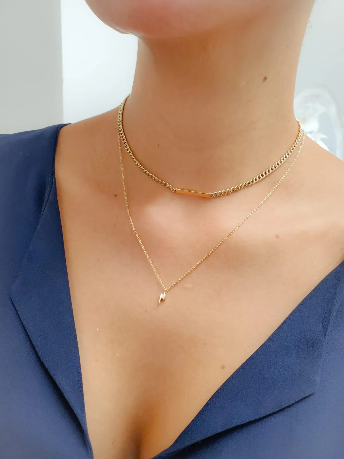 Miniature Lightning Bolt Necklace 14KY Gold