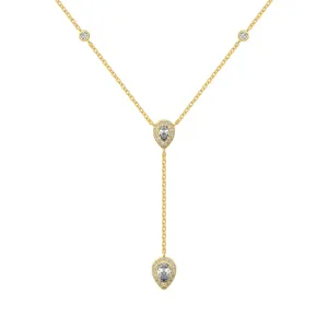 Minimalist Teardrop Lariat Necklace