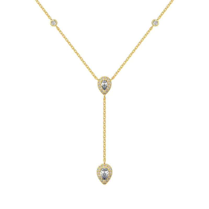 Minimalist Teardrop Lariat Necklace