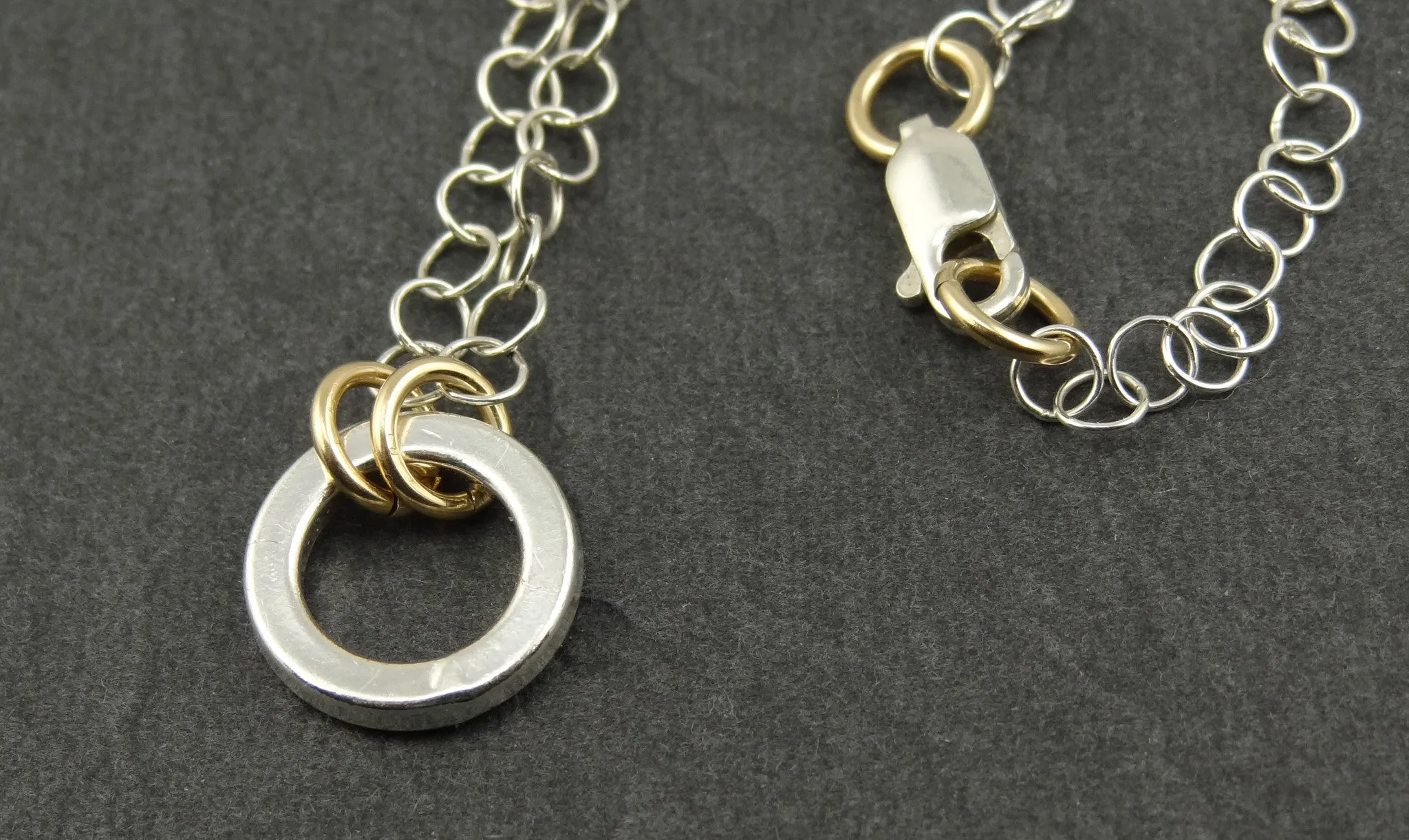 Mixed Metal Simple Sterling Ring Necklace