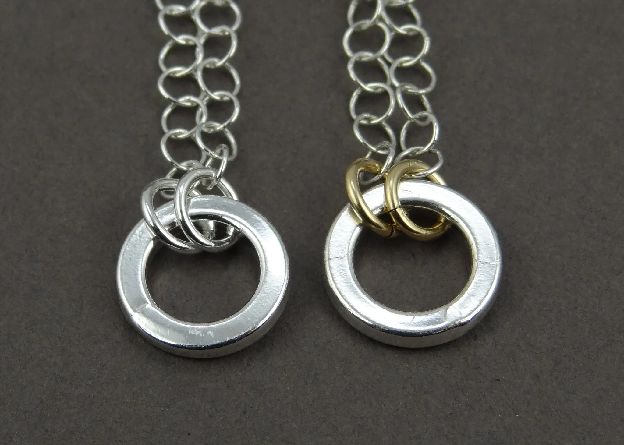 Mixed Metal Simple Sterling Ring Necklace