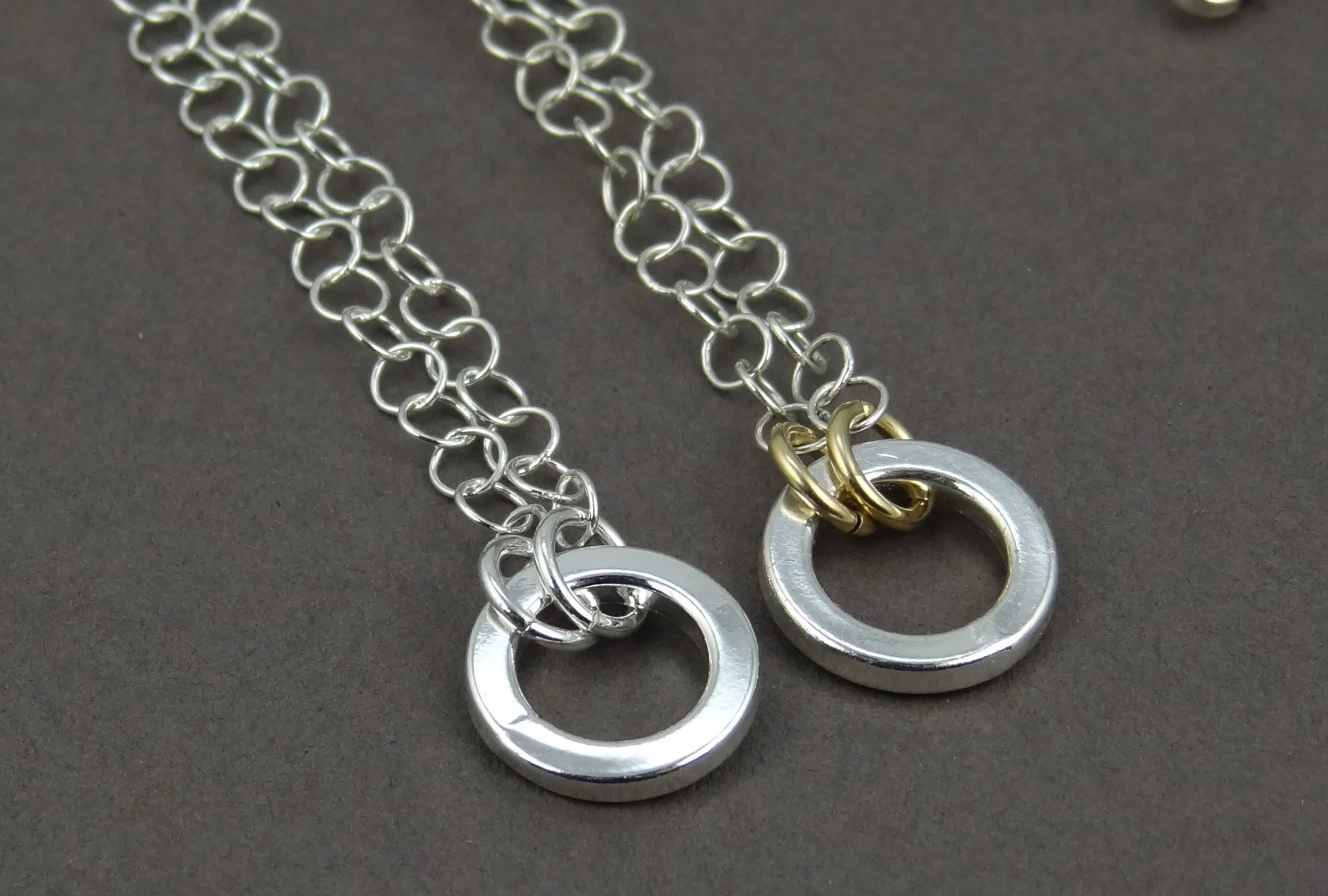 Mixed Metal Simple Sterling Ring Necklace