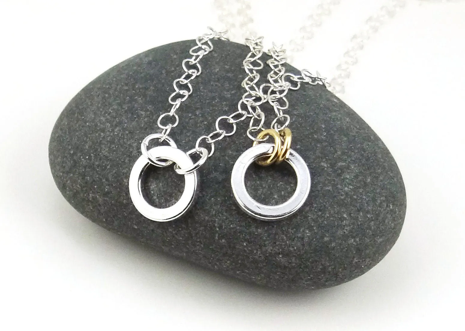 Mixed Metal Simple Sterling Ring Necklace
