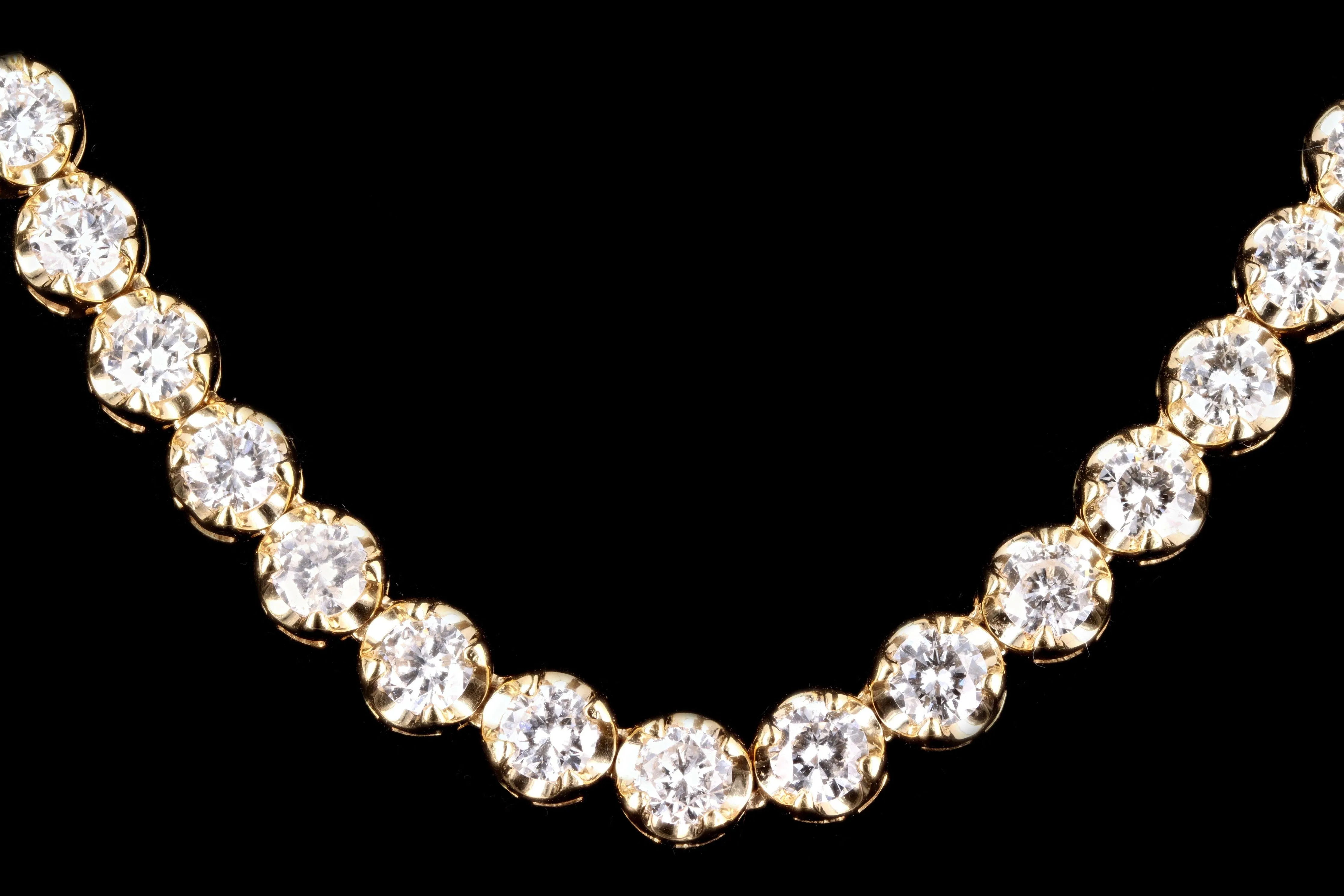 Modern 14K Yellow Gold 13.35 Carat Round Brilliant Diamond Necklace