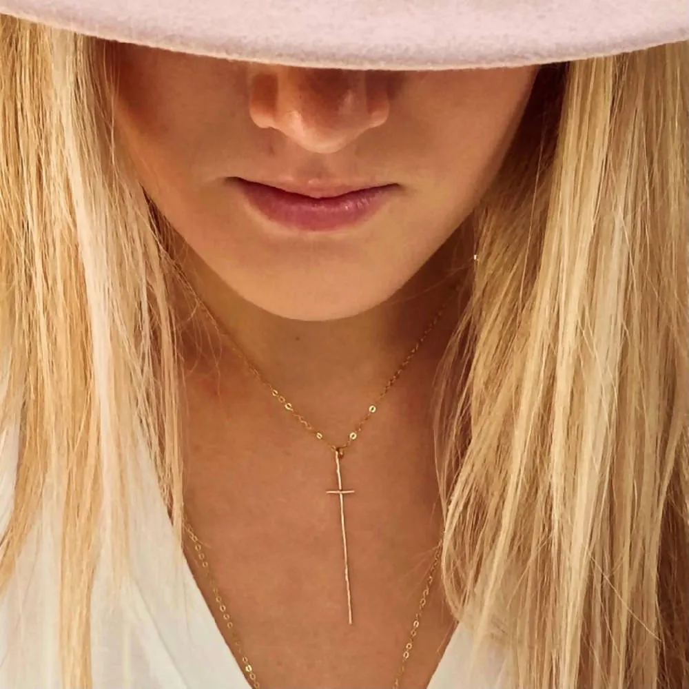 Modern cross necklace-sterling silver