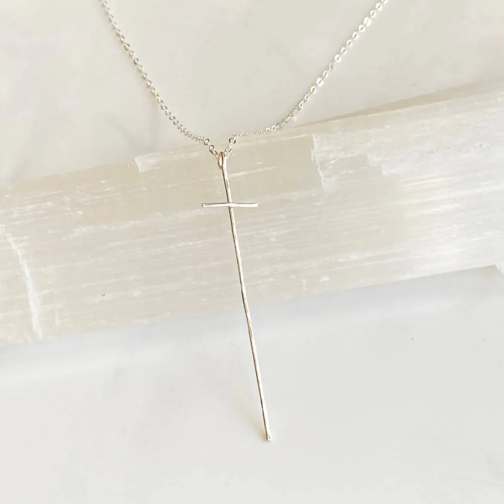Modern cross necklace-sterling silver