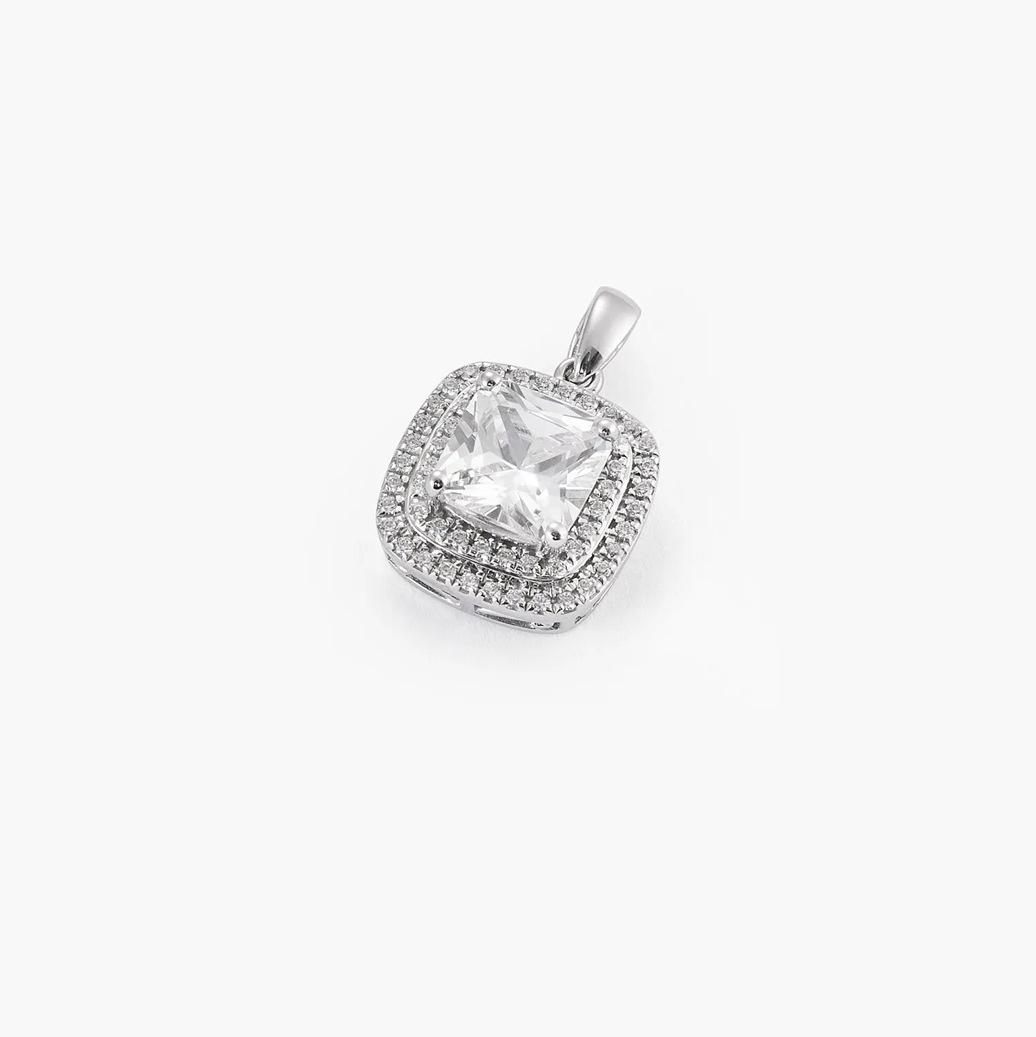 Moissanite Diamond Square Pave Pendant Chain Necklace