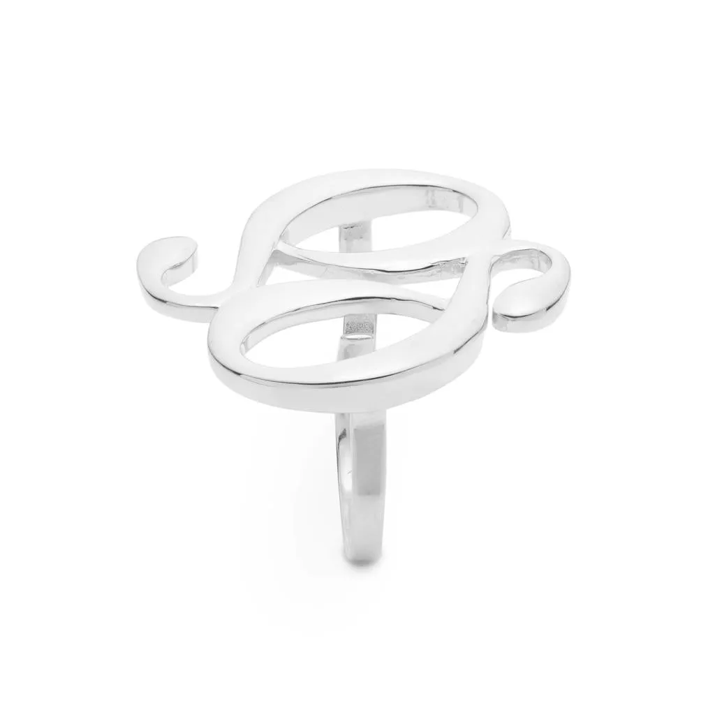 Monogram Sterling Silver Double Ring