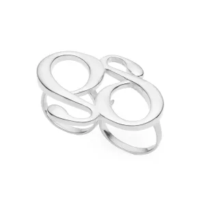 Monogram Sterling Silver Double Ring