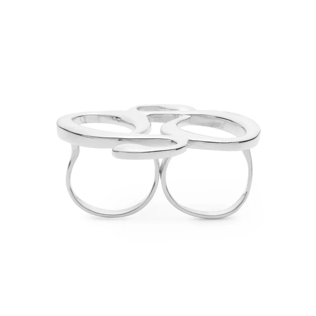 Monogram Sterling Silver Double Ring