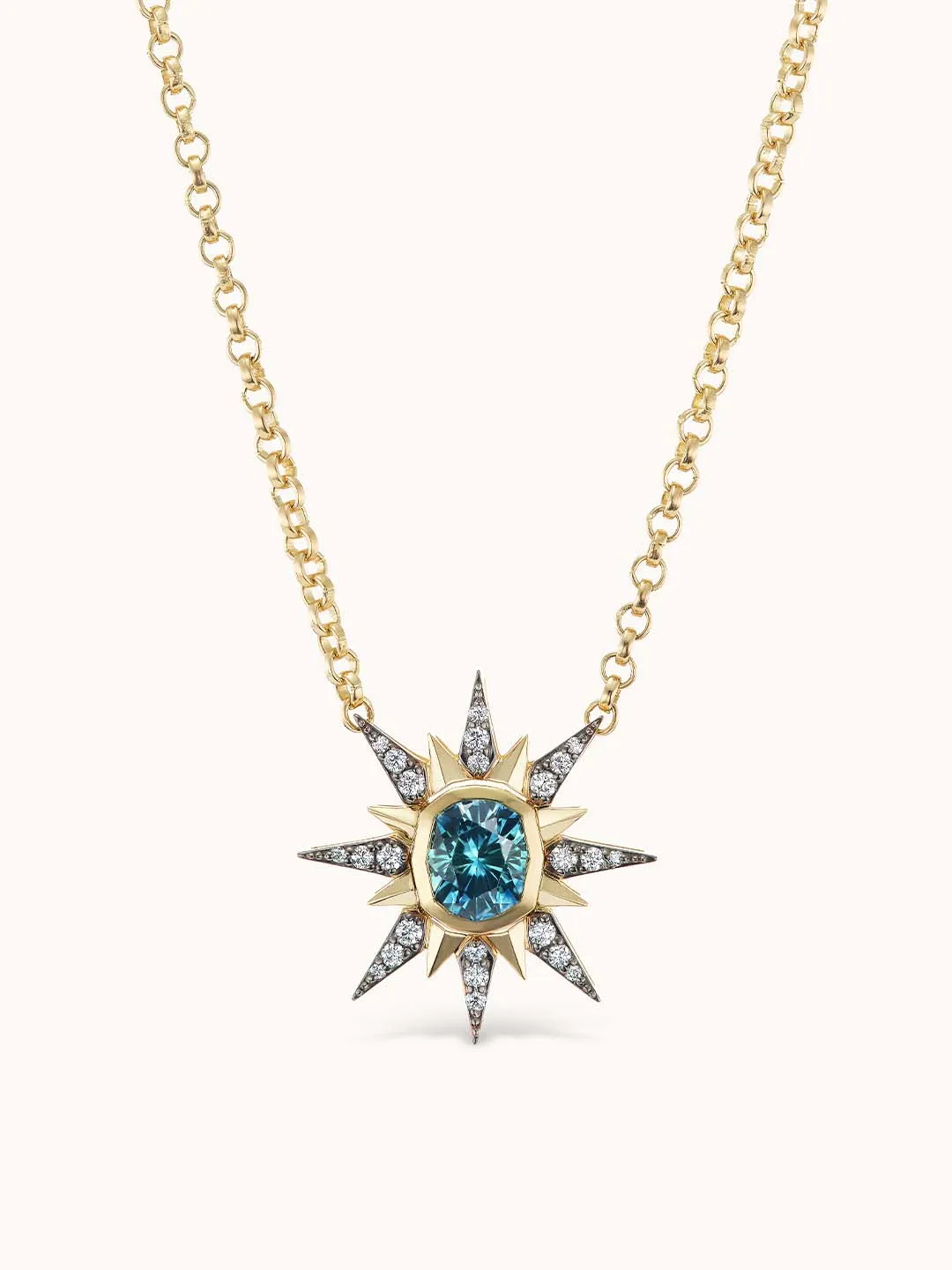 Montana Sapphire Starburst Single Drop Necklace