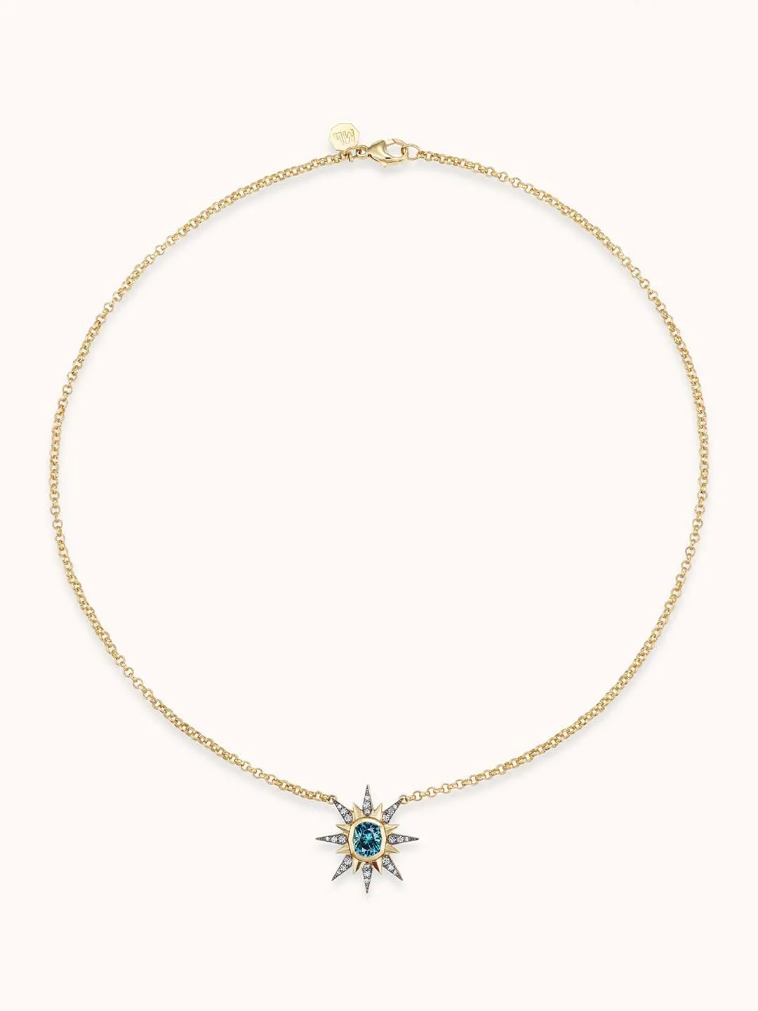Montana Sapphire Starburst Single Drop Necklace