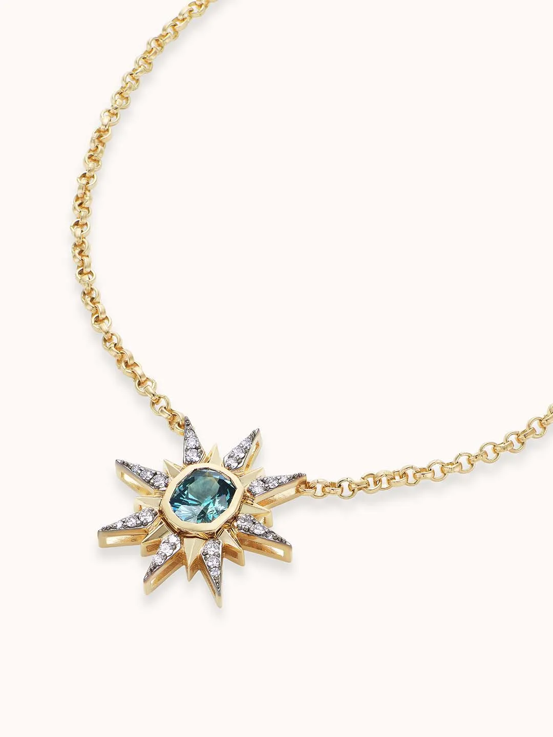Montana Sapphire Starburst Single Drop Necklace