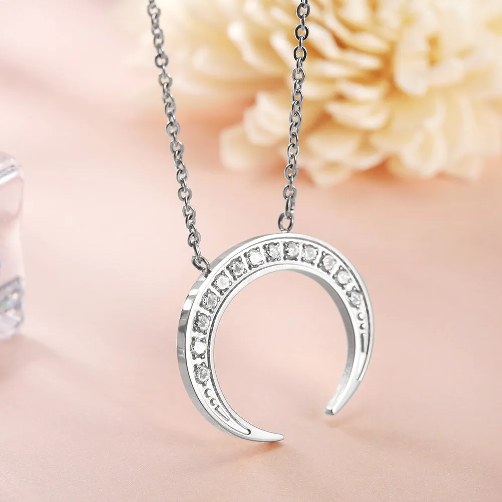 Moon Full Diamond Necklace-NSSN639ST