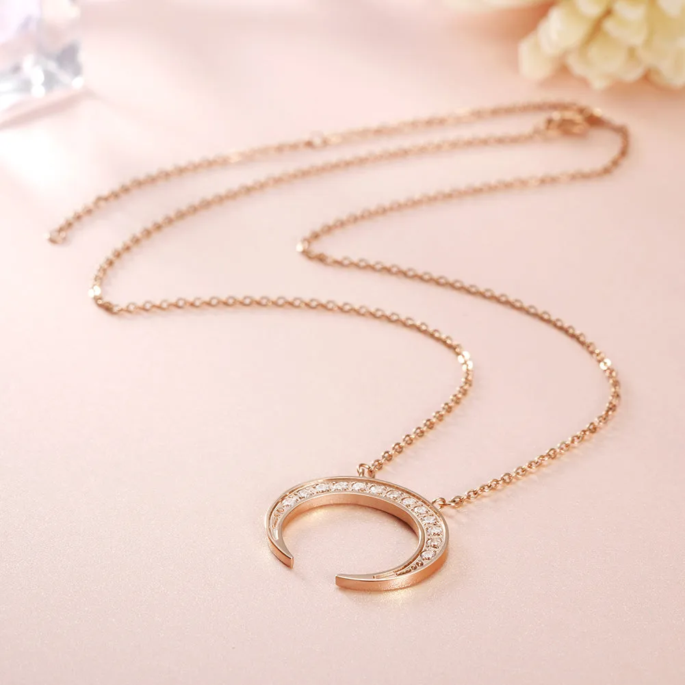 Moon Full Diamond Necklace-NSSN639ST