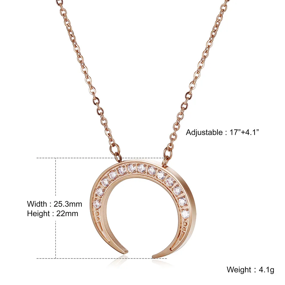 Moon Full Diamond Necklace-NSSN639ST