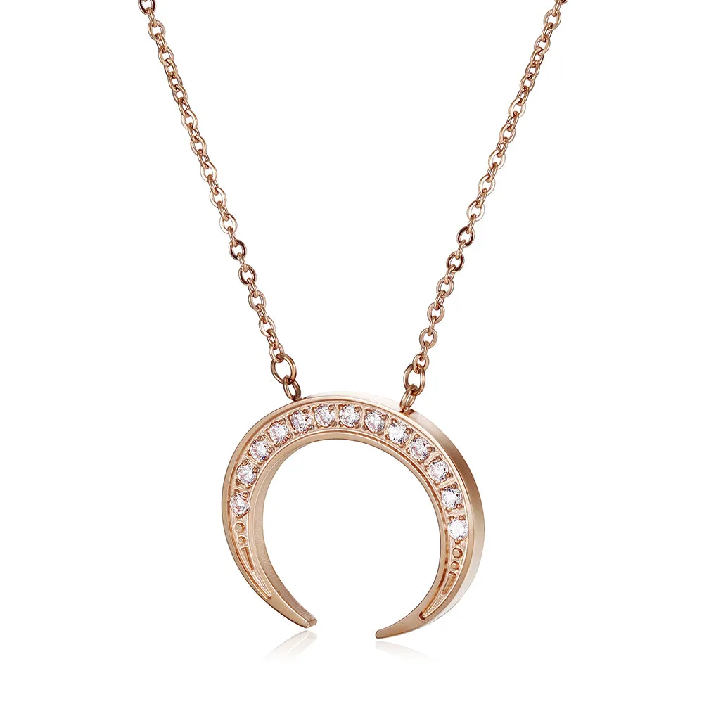 Moon Full Diamond Necklace-NSSN639ST