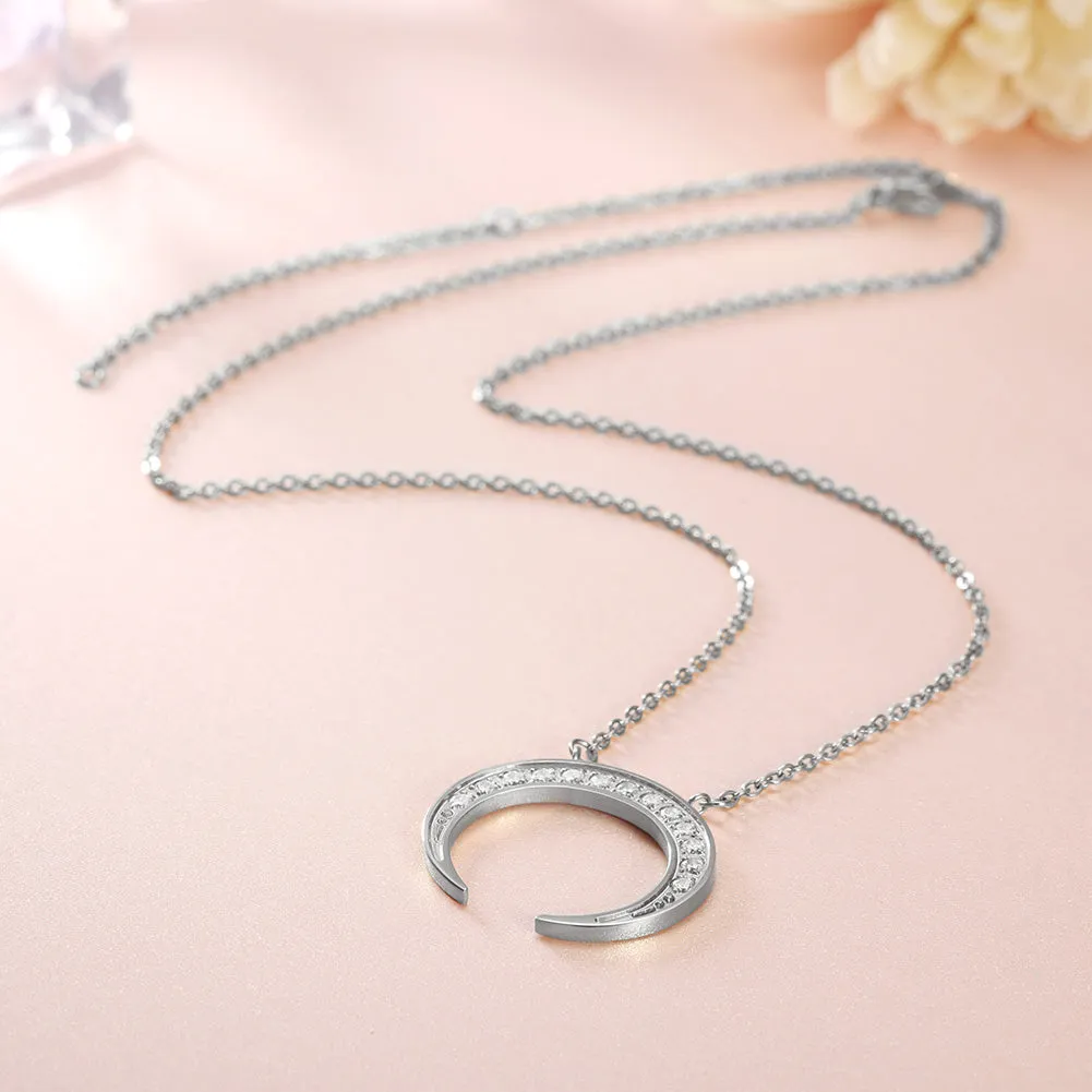 Moon Full Diamond Necklace-NSSN639ST