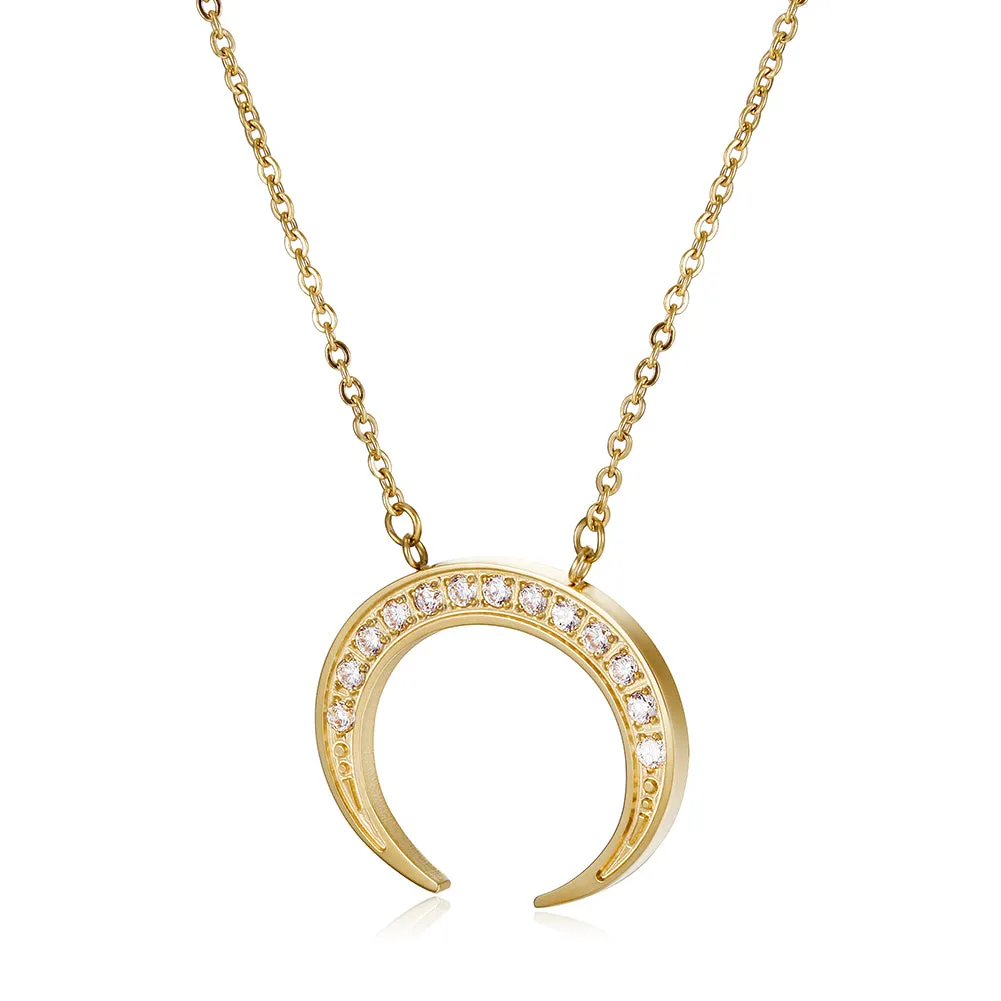 Moon Full Diamond Necklace-NSSN639ST