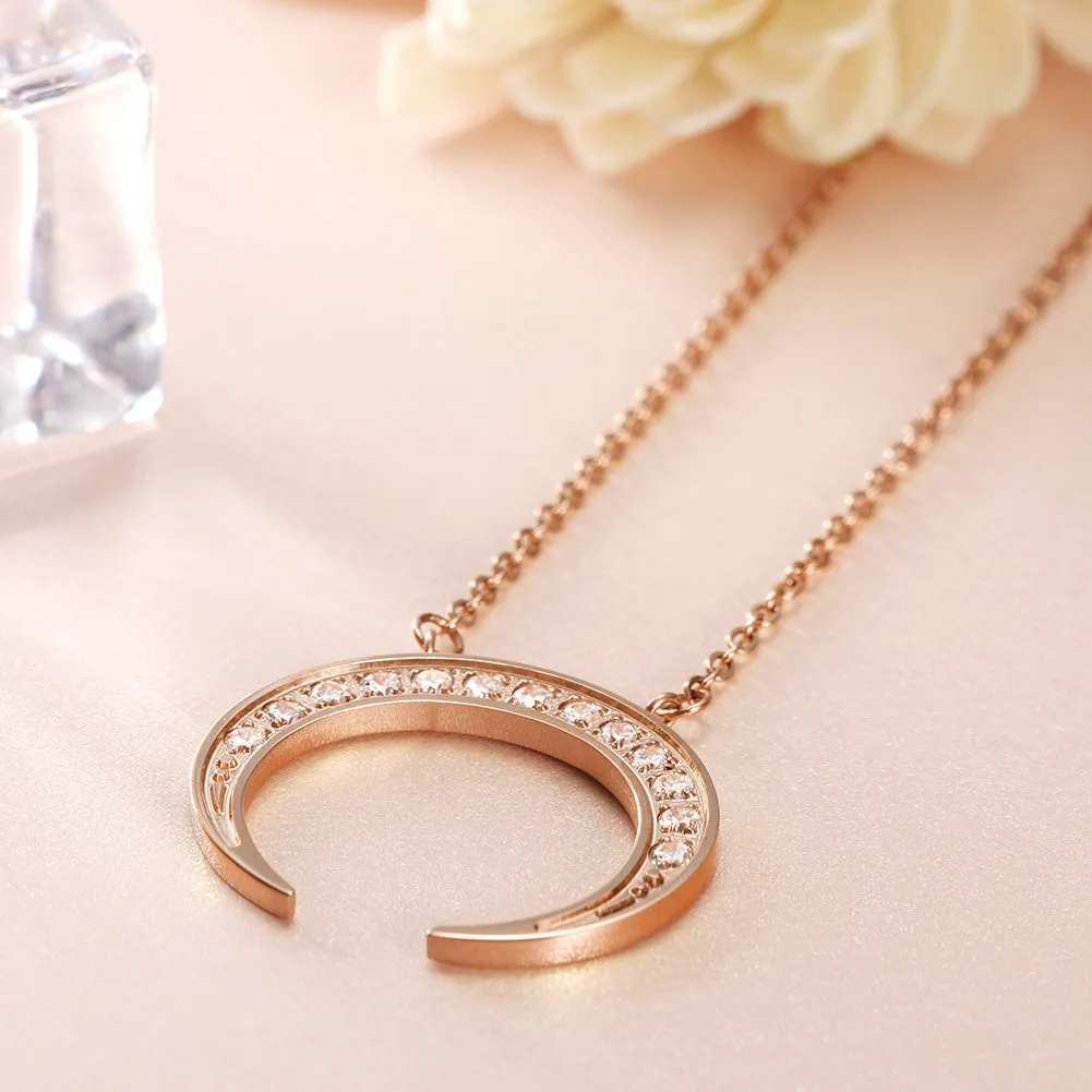 Moon Full Diamond Necklace-NSSN639ST