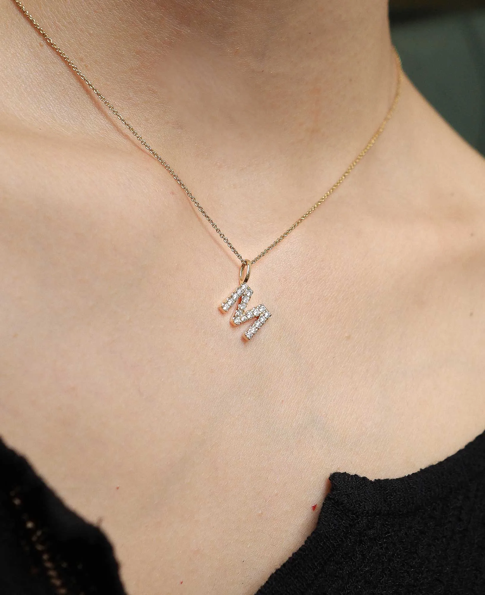 Morgana 14k Solid Gold Custom Diamond Initial Pendant Necklace