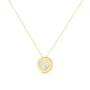 Mother of Pearl and Gold Heart Block Necklace