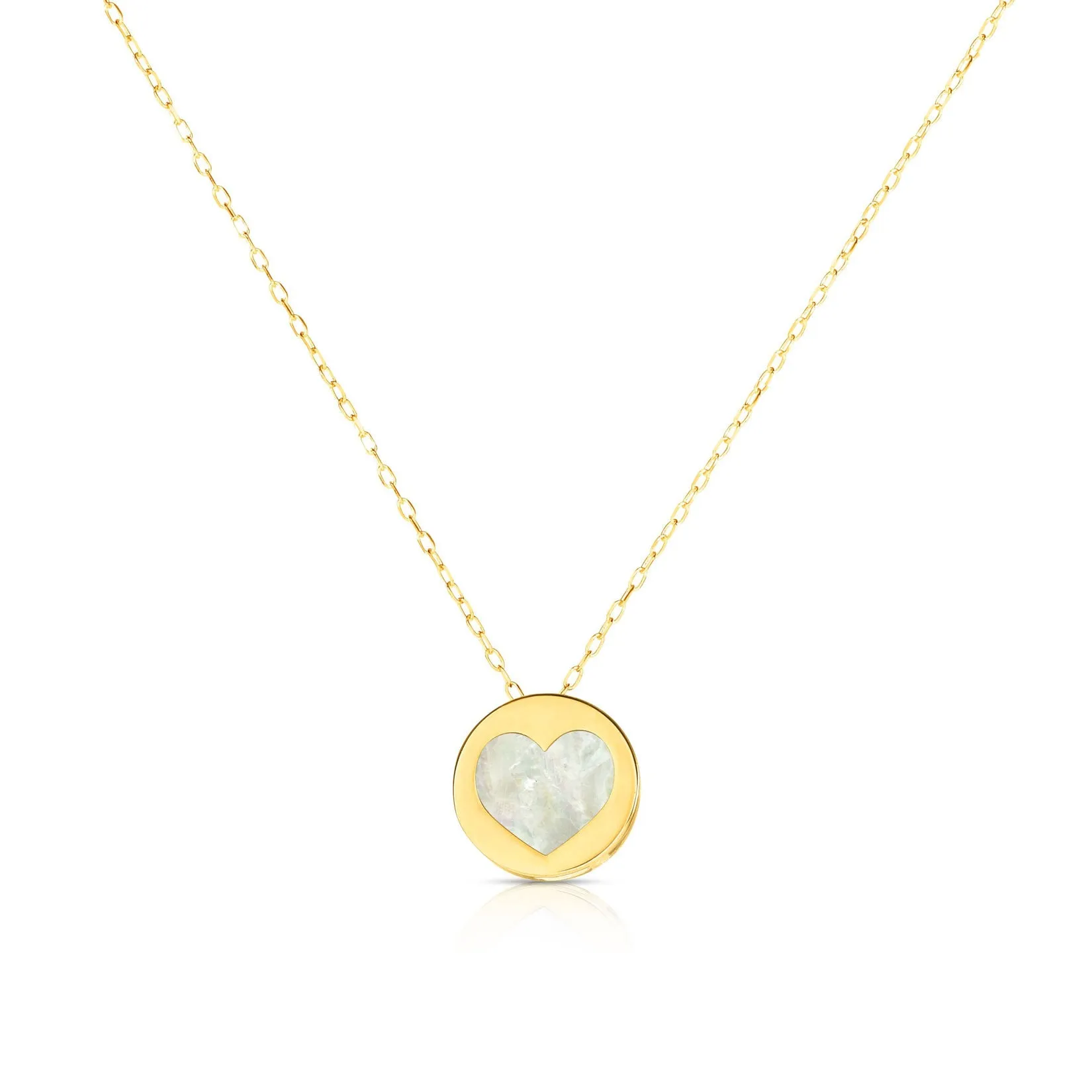 Mother of Pearl and Gold Heart Block Necklace