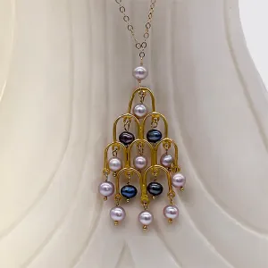 Multi-colored Freshwater pearl Chandelier Pendant Necklace