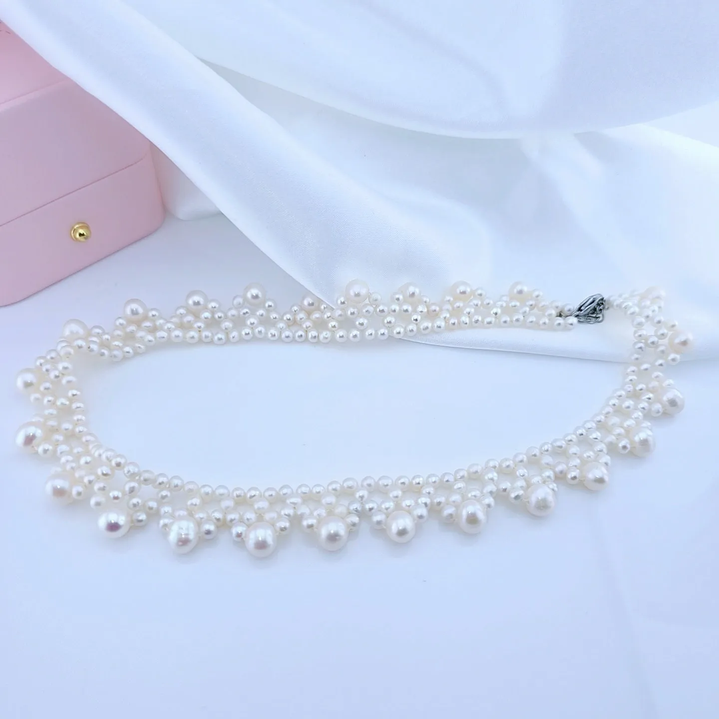Multi-Row White Freshwater Pearl Necklace