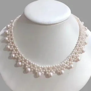Multi-Row White Freshwater Pearl Necklace