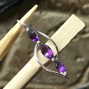 Natural 1.5ct Amethyst 925 Solid Sterling Silver Pendant 34mm