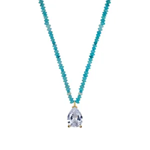 Natural turquoise beaded tear drop necklace