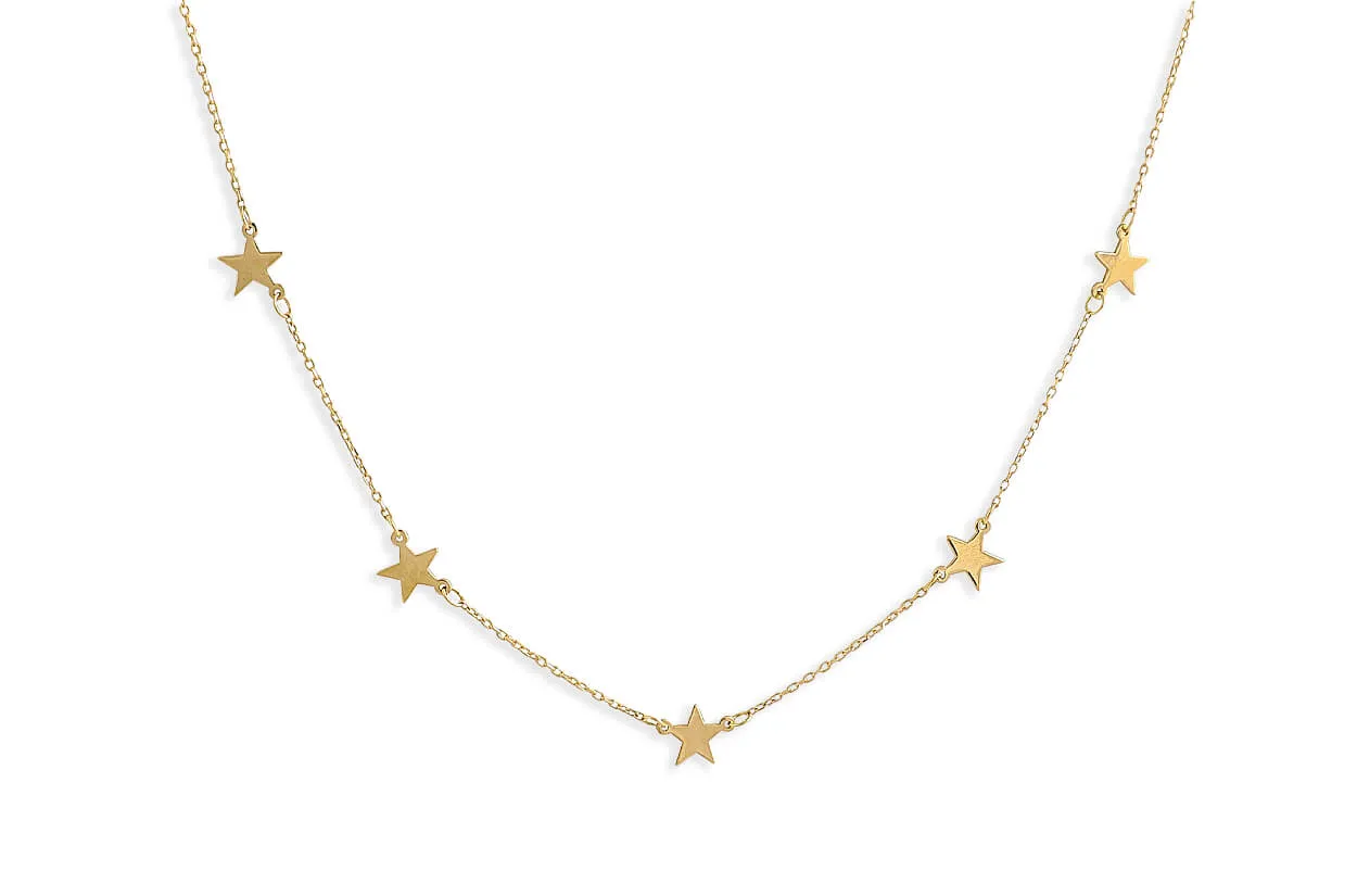 Necklace 14kt Gold & Solid Plain Stars
