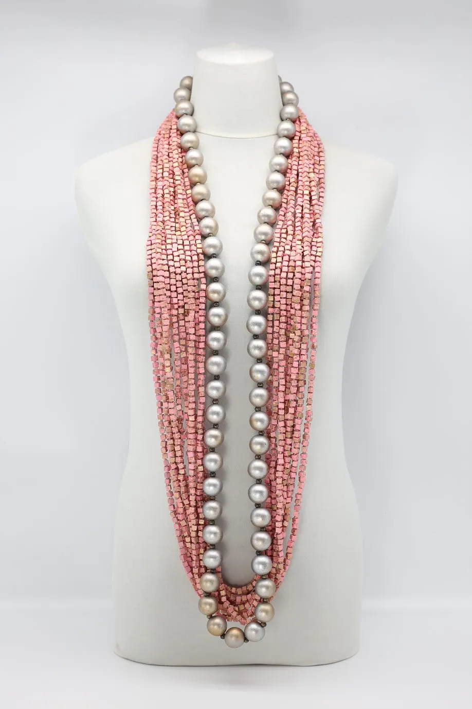Next Pashmina & Round Beads Necklace Set - Hand Painted