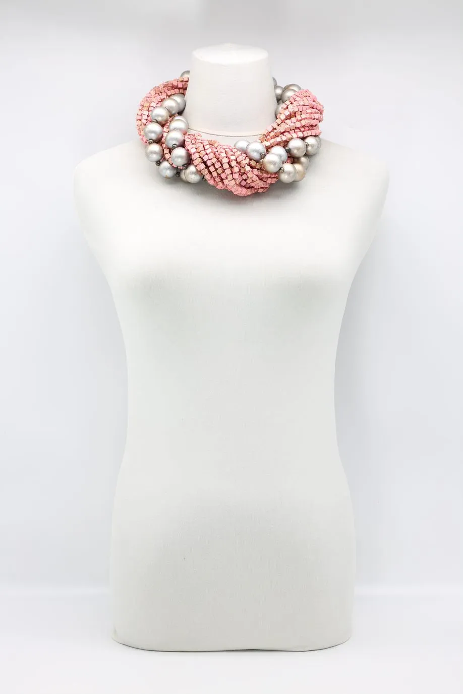 Next Pashmina & Round Beads Necklace Set - Hand Painted