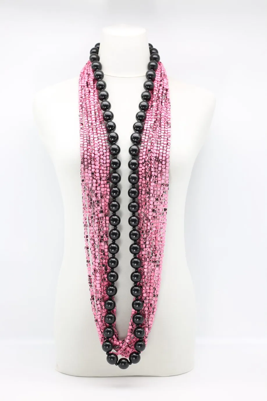 Next Pashmina & Round Beads Necklace Set - Hand Painted